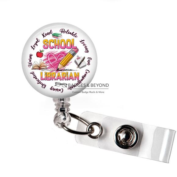 Handmade Accessories - 📚✨ School Librarian Badge Reel | Retractable ID Name Tag Holder